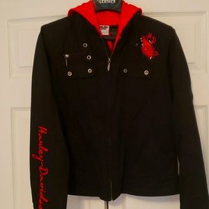 Harley Davidson Black & Red Canvas/Cotton Jacket